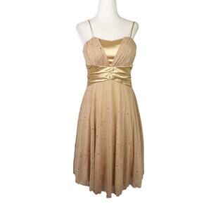 Vintage 90s Rory gold tan sparkly mini party dress S